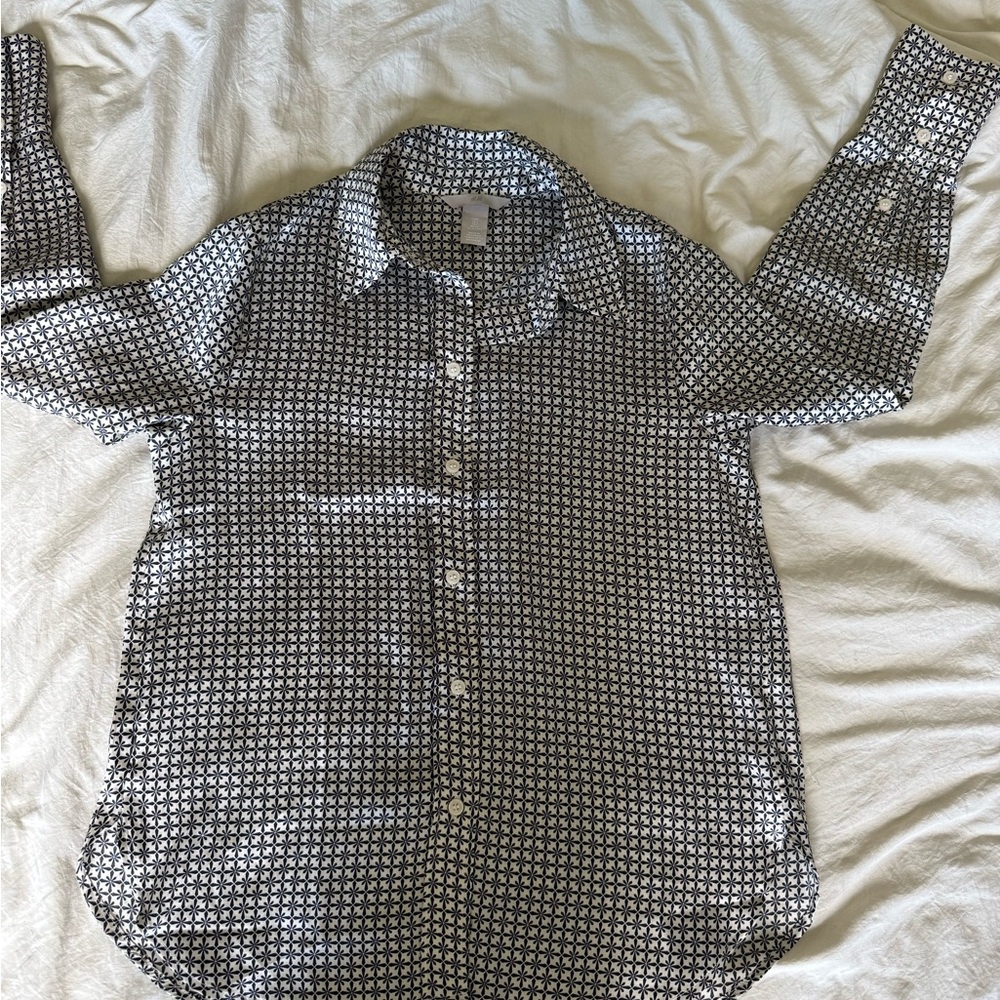 H&M Black and White Patterned Blouse